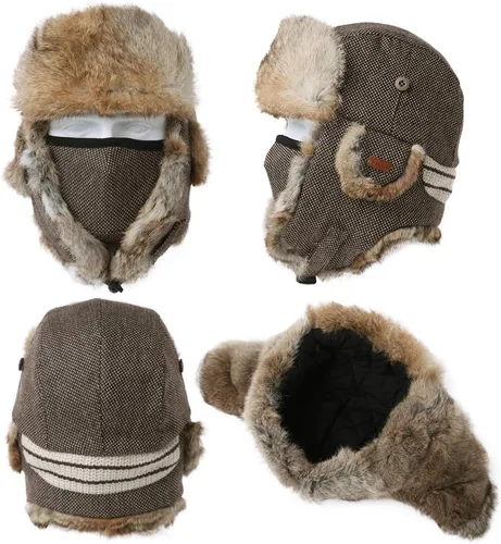 Miniatura 36 de Comhats Gran XL Trapper Trooper Caza Cálido Oído Solapa Rusia Ushanka Invierno Esquí Clima Frío Bombardero Sombreros para Hombres