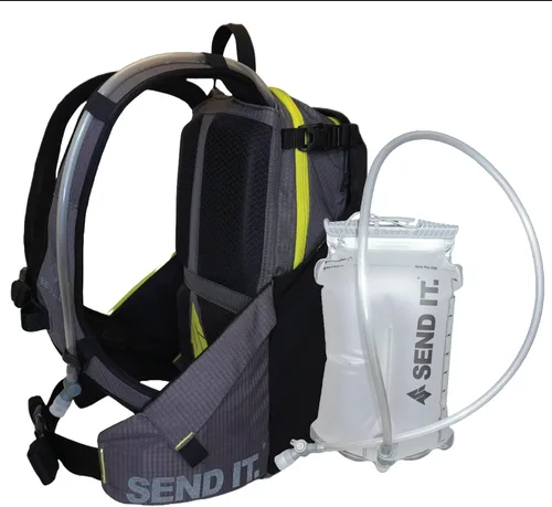 Send It Defender - Bolsa de 15 L, MTB, mochila de moto con protector de columna vertebral para hombres y mujeres. Mochila de hidratación con
