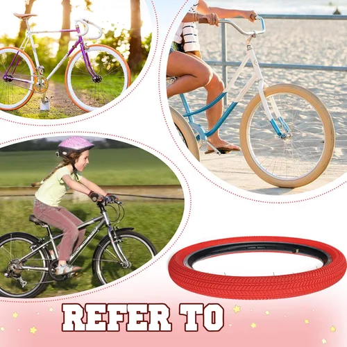 Miniatura 4 de Neumático de bicicleta de 14, 16, 20, 24, 26 x 2.125, paquete de 2 neumáticos de bicicleta para niños, neumáticos de repuesto plegables para la Rojo