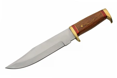 Miniatura 2 de SZCO - Cuchillo de caza de espiga completa de 12.25 pulgadas, cuchillos de desollar con hoja de acero inoxidable, mango de madera con incrustaciones