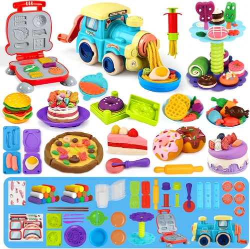 Miniatura 9 de Aprilwolf 75 PCS Juegos de Masa 4 en 1 para Niños de 3-4-8 Años, Kit de Herramientas de Masa para Manualidades de Arte, Juego de Helados Máquina
