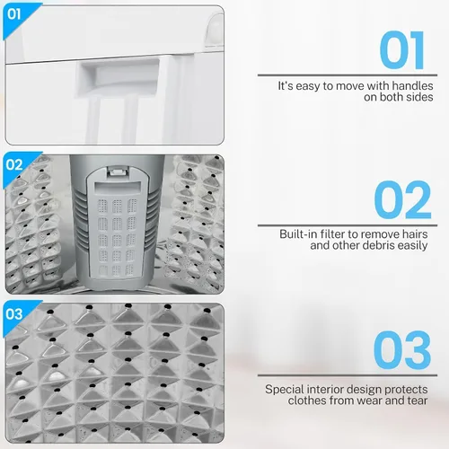 Miniatura 8 de Nictemaw Lavadora portátil, lavadora portátil de 2.4 pies cúbicos, capacidad de 17.8 libras, lavadora completamente automática con 10 programas, 8