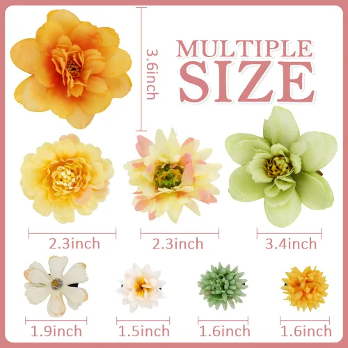 Miniatura 4 de Ahoney 20 pinzas para el cabello con flores tropicales para mujeres y niñas, pasadores de pelo de flores artificiales hawaianas, horquillas de gasa