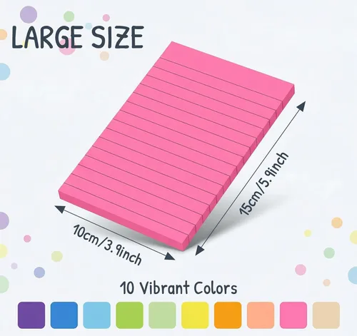 Miniatura 2 de Paquete de 8 notas adhesivas forradas, 4 x 6 pulgadas, 400 hojas en total de 400 hojas autoadhesivas brillantes súper poderosas, adhesivo fuerte 10