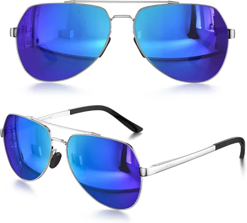 Lentes para aviador Luenx polarizados para hombres y mujeres con armazón de metal grande protección UV 400