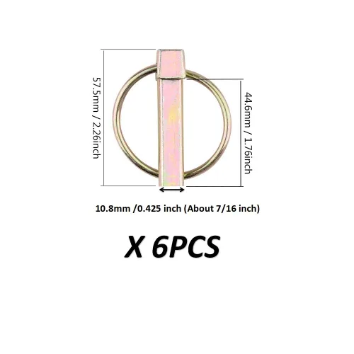Miniatura 2 de Kit de surtido de 6 piezas de pasadores de chaveta 7/16 con anillo, pasador de chaveta resistente para tractores agrícolas, remolques, cortacésped
