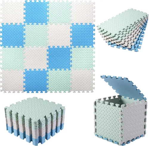 Miniatura 22 de Tapete de juego de espuma para bebé, tapete entrelazado de 0.4 pulgadas de grosor con colores sólidos, tapete de juego suave y no tóxico, tapete