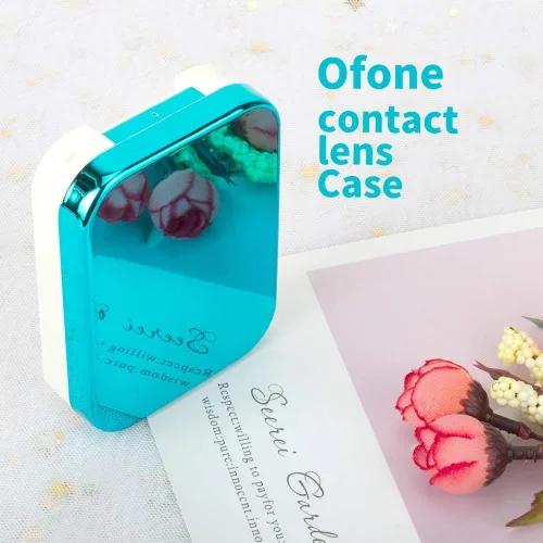 Miniatura 2 de ofone Estuche para lentes de contacto, paquete de dos fundas de viaje portátiles para lentes de contacto con herramienta removedora, pinzas para Azul