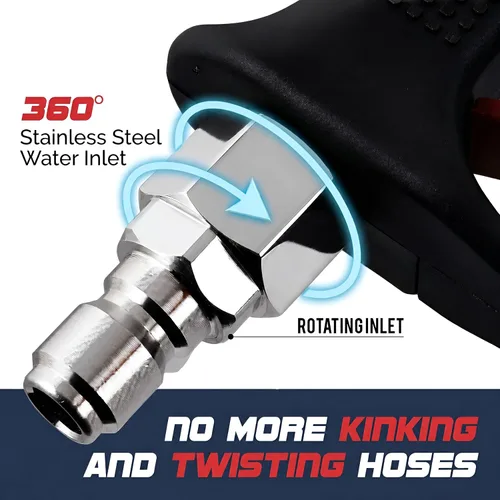 Miniatura 3 de Pistola de lavado a presión – Pistola de lavado de energía corta de 4000 PSI con giro de 360°, conexión rápida de 3/8 pulgadas, mango