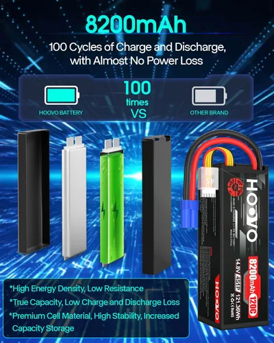Miniatura 4 de HOOVO Batería LiPo 4S 14.8V 8200mAh 120C RC Batería Compatible con Arrma Losi DBXL-E RC Buggy Car Truck Boat (2 unidades)