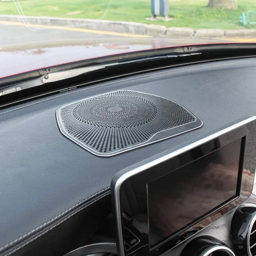 Cubierta del altavoz del tablero de instrumentos del coche de aleación de aluminio para Mercedes Benz C clase W205 C180 C200 C260 2015 2016 GLC