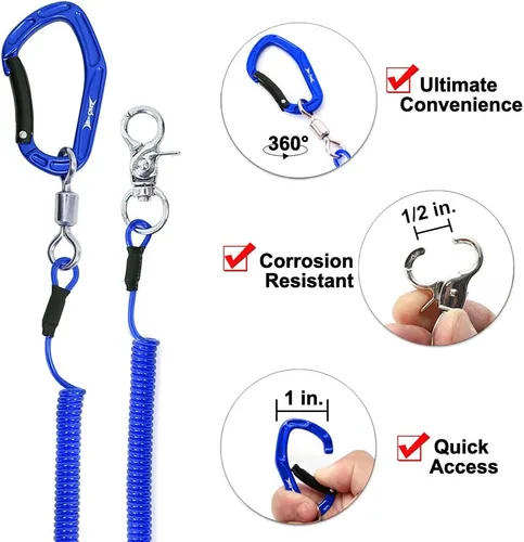 Miniatura 4 de HERCULES M4 Fishing Lanyard, Fishing Pole Tether, Kayak Paddle Leash, Heavy Duty Retractable Coiled Lanyard for Fishing, Rods, Pliers, Boating