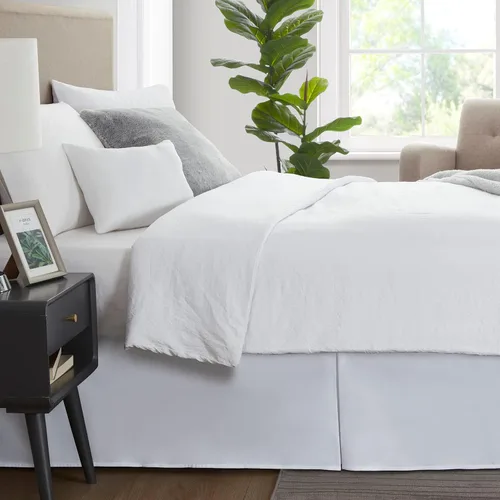 Miniatura 3 de Nestl Falda de cama individual blanca – Falda de cama de tamaño individual de 14 pulgadas de caída – Faldas de cama de microfibra cepillada – Falda