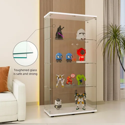 Miniatura 7 de FLYMUHJIA Gabinete de cristal para cocina, despensa, armario de almacenamiento de barra de esquina con cuatro niveles de doble puerta, 64 pulgadas