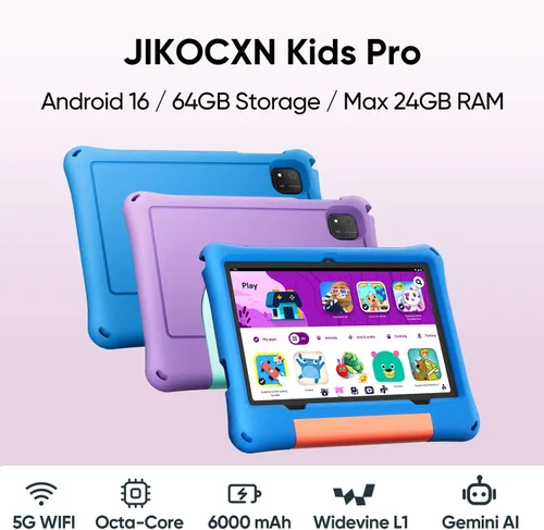 Miniatura 2 de JIKOCXN Tablet para niños, tableta Android 16 para niños de 10 pulgadas Octa-Core con funda, 24 GB de RAM 64 GB ROM 1 TB TF tarjeta expandible