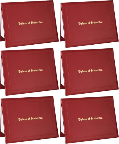 Miniatura 8 de Paquete de 6 fundas de diploma de graduación de 8.5 x 11 pulgadas, cubiertas impresas para certificados de cuero sintético para escuela secundaria