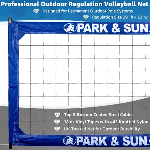 Miniatura 2 de Park & Sun Sports - Red de voleibol profesional para interiores y exteriores con cable de acero superior e inferior, azul, talla única