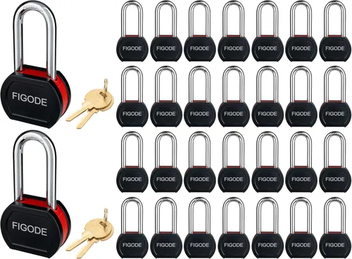 Miniatura 8 de FIGODE Candado de acero sólido cubierto negro con llave, cerradura resistente de alta seguridad, 2-3/4 pulgadas de ancho, grillete de acero