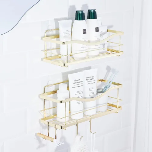 KINCMAX Organizador de ducha – Estante de ducha de pared autoadhesivo – Soporte de champú de baño de acero inoxidable y estante de almacenamiento