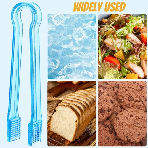 Miniatura 7 de 10 piezas de pinzas de buffet de plástico, pinzas de cocina transparentes azules, mini utensilio de servir, pinzas para alimentos, hielo, ensalada