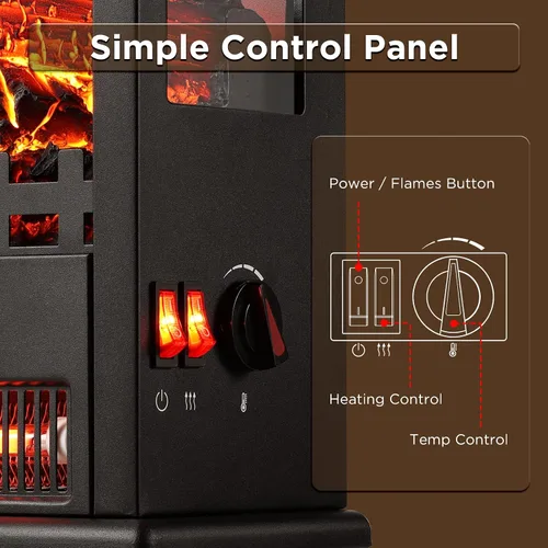 Miniatura 5 de TURBRO Suburbs TS17Q - Chimenea eléctrica infrarroja, 19 pulgadas, vista de 3 lados, llama realista, protección contra sobrecalentamiento