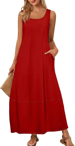 Miniatura 39 de Vestidos de iglesia para mujer 2025, casual, holgado, sin mangas, largo, fluido, vestido de verano con bolsillos