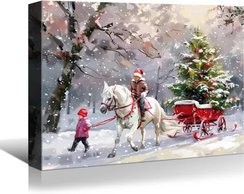 Miniatura 20 de Denozer - Arte de pared de muñeco de nieve de Navidad, impresiones artísticas sobre lienzo para dormitorio, sala de estar, decoración de pared