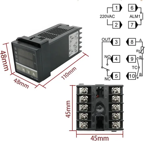 Miniatura 2 de PID Digital Intelligent Industrial Temperature Controller K Universal Input REX-C100 C400 C700 C900 Thermostat SSR Relay Output(C100 SSR)