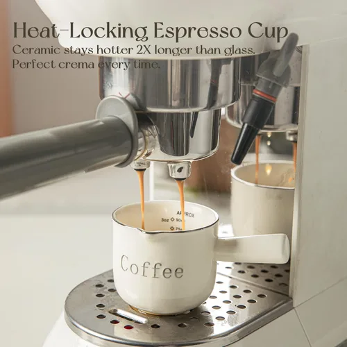Miniatura 7 de KEMORELA Tazas de café espresso de cerámica con boquillas y asas, marcas de 3 onzas y 3.0 fl oz, chupitos de espresso, cerámica duradera resistente