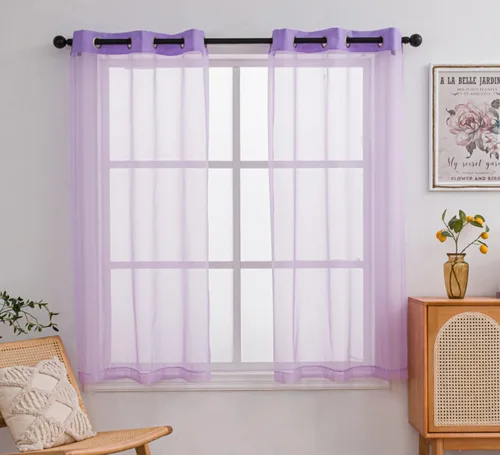 Miniatura 24 de PI - Cortinas traslúcidas con paneles pequeños, cortina transparente para ventana de cocina, mirador, 2 paneles