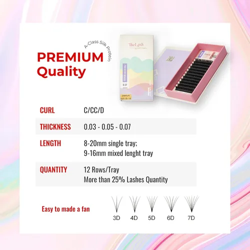 Miniatura 4 de THE LASH SUPPLY PREMIUM - Extensión de pestañas de volumen 0.03, 0.05, 0.07 de grosor - longitud de mezcla C/CC/D y 0.354-0.787 in, extensiones