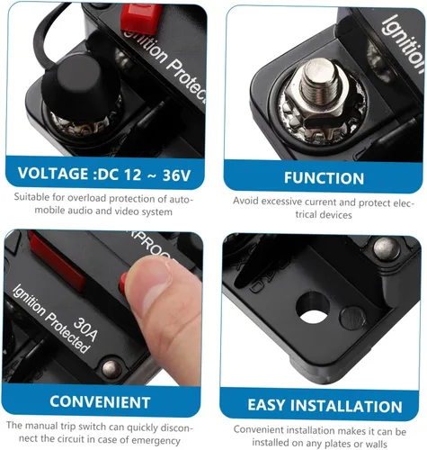 Miniatura 8 de Hemobllo Amplificador marino para automóvil de 30 amperios, motor de arrastre para automóvil, barco, bicicleta, audio estéreo, inversor de fusibles