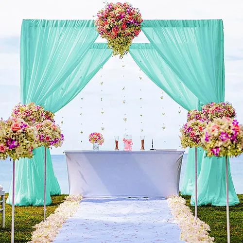 Miniatura 29 de DUOBAO Cortina de gasa naranja transparente de 10 pies, 2 paneles de 29 x 120 pulgadas, cortinas de tela de gasa para ceremonia de boda, cortinas