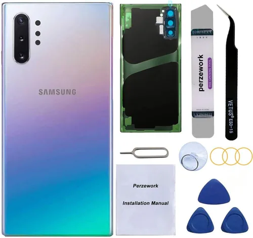 Reemplazo de cristal trasero trasero para Samsung Galaxy Note 10 Plus con kit de herramientas de reparación y A-dhesive preinstalado (Aura Glow)