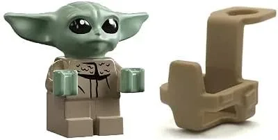 LEGO Star Wars: The Child - Grogu - Minifigura Baby Yoda con portabebés / mochila - Muy pequeña (menos de 1 pulgada de alto), transparente