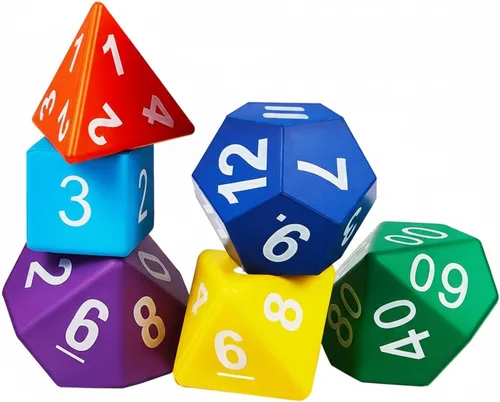 Arrowbash 6 Piezas Dados Poliédricos Jumbo de Espuma de 3.94 Pulgadas, Juego de 6 Dados Poliédricos de 4, 6, 8, 10, 12 Lados, Regalos para Juegos,