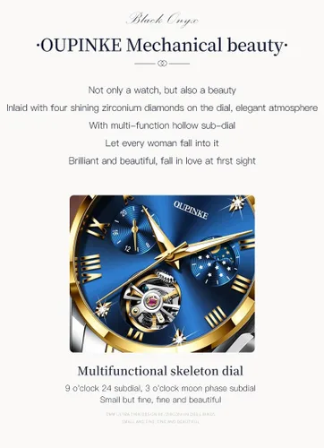 Miniatura 4 de OLEVS Reloj de pulsera de lujo impermeable para mujer, mecánico, automático, elegante, de lujo, impermeable, para mujer