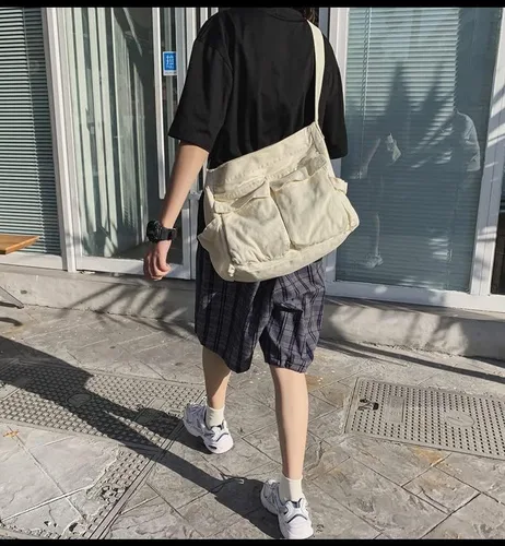 Miniatura 3 de Bolso cruzado bohemio hipster hobo bohemio hippie de lona, bolso de mano estético, bolso grande de hada grunge