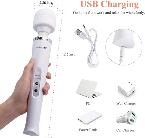 Miniatura 4 de YEVIOR Varita masajeadora eléctrica personal inalámbrica con 10 potentes ajustes de pulso, masajeador vibratorio de mano recargable para aliviar