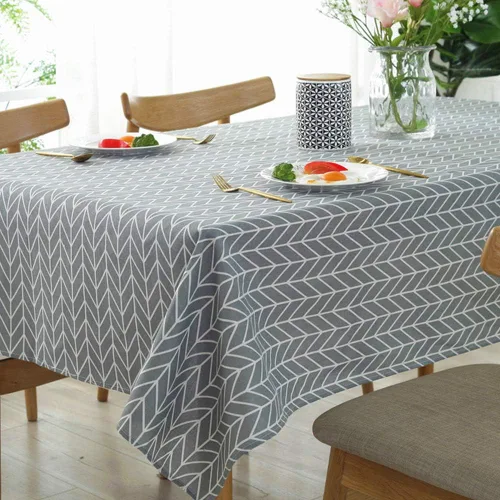 Miniatura 6 de Meioro - Mantel rectangular de algodón y lino para mesa, estilo boho amarillo, diseño nórdico de sarga, manteles sin arrugas, a cuadros a rayas