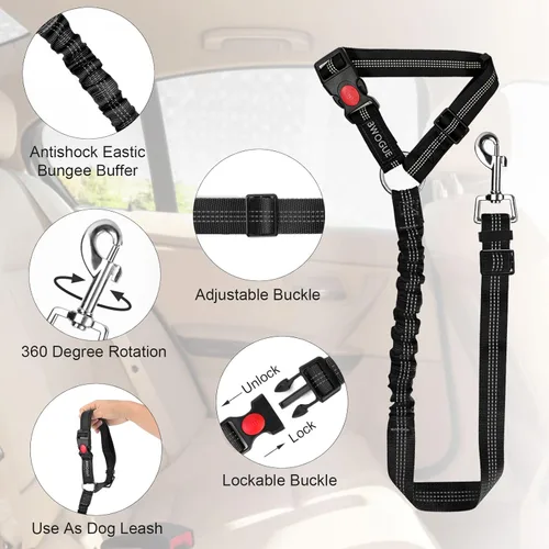 Miniatura 4 de BWOGUE Arnés de cinturón de seguridad para mascotas, cinturón de seguridad ajustable para reposacabezas de coche, arnés de cinturón de seguridad