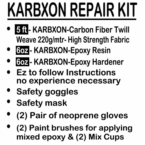 Miniatura 2 de Kit de reparación de fibra de carbono – Tela de tela de carbono 3K de tejido de sarga de 4 pulgadas de ancho – Resina epoxi transparente KARBXON