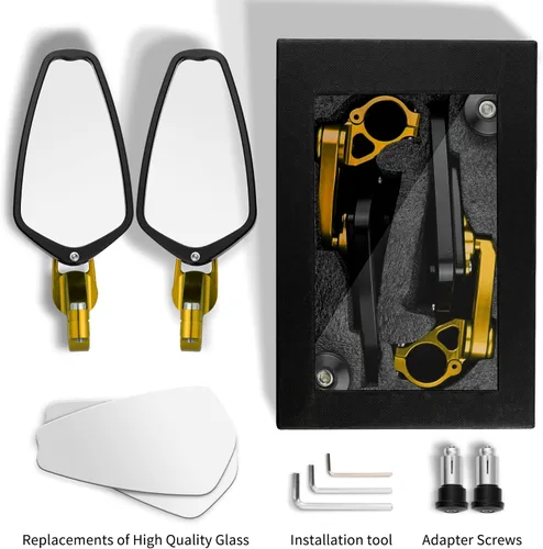 Miniatura 7 de Espejos de motocicleta de aleación de aluminio CNC, espejos de extremo de barra para motocicletas plegables laterales de 0.866 in, 0.984 in, 7/8