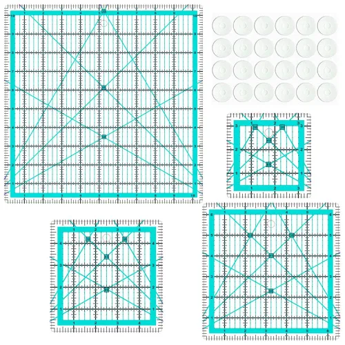 Miniatura 10 de Reglas de acolchado, 4 plantillas cuadradas de acolchado (4.5 x 4.5 pulgadas, 6 x 6 pulgadas, 9.5 x 9.5 pulgadas, 12.5 x 12.5 pulgadas), regla