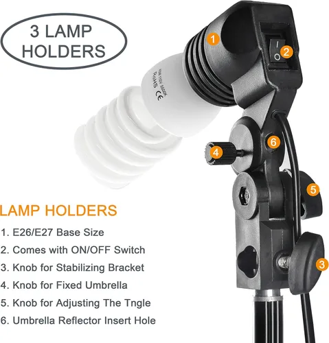 Miniatura 3 de EMART Kit de Iluminación de Fotografía con Paraguas, Bombillas de 200/700W, Conjunto de Reflector Fotográfico Continuo de Luz Suave para Retrato