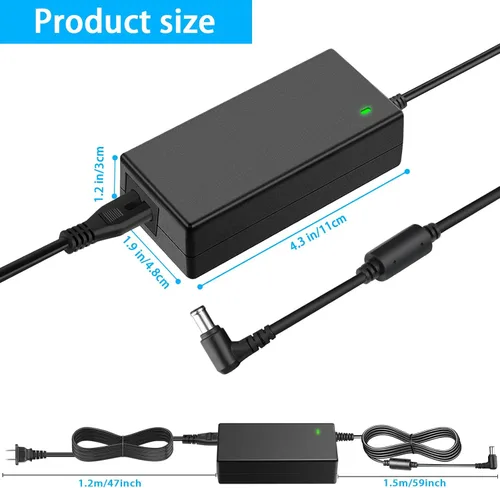 Miniatura 7 de DC 19V compatible con el cable de alimentación de monitor LG, certificados UL, repuesto para fuente de alimentación de TV LG de 19 voltios, 34, 32