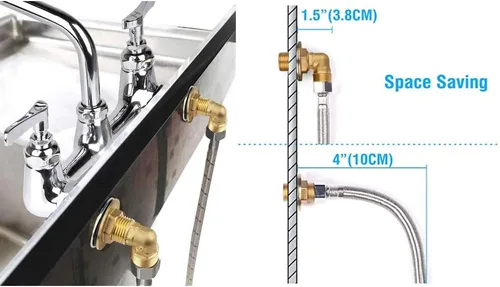Miniatura 5 de Kit de instalación de grifo de montaje en pared comercial, juego de montaje en pared para grifo de cocina comercial de acero inoxidable y fregadero