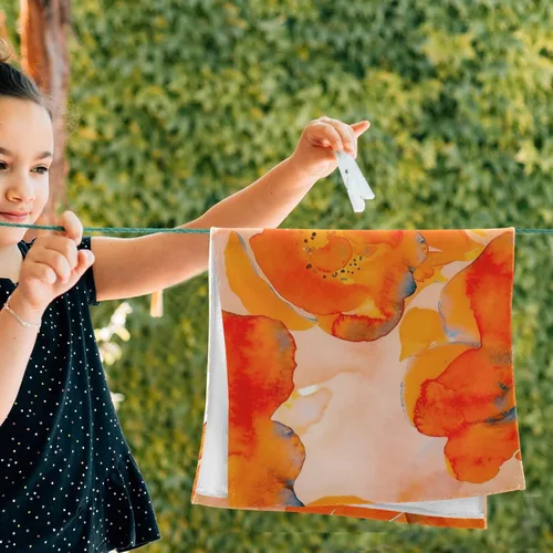 Miniatura 6 de ALAZA Juego de 2 toallas de mano con diseño de flor naranja y amapola de maíz, toallas de baño de algodón, juego de decoración para niños, 28 x 14.4