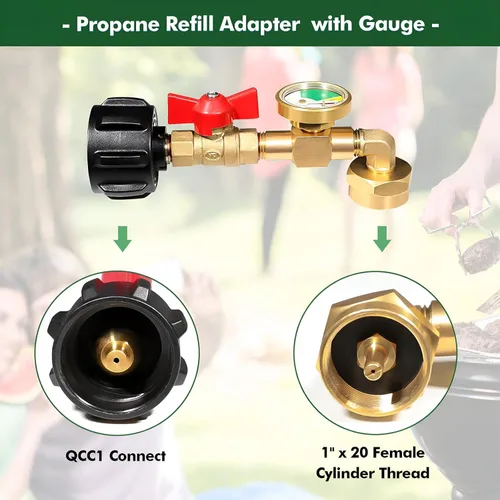 Miniatura 2 de Adaptador de recarga de propano para tanques de 1 libra, adaptador de recarga de propano para cilindro de propano recargable de 1 libra, convertidor