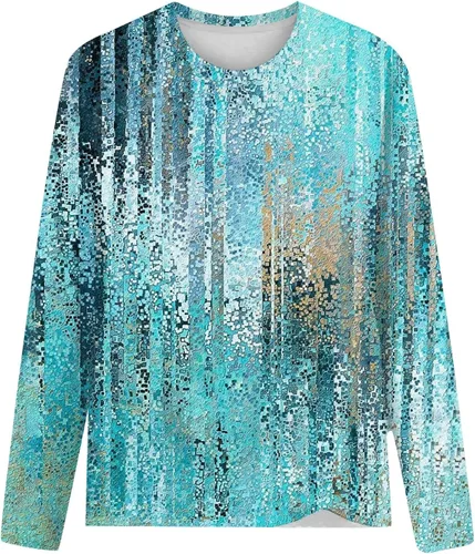 Miniatura 4 de NDVYXX Women's 2024 Fashion Tops Long Sleeve T-Shirts Cute Crewneck Basic Business Tees Blouses Loose Shirts